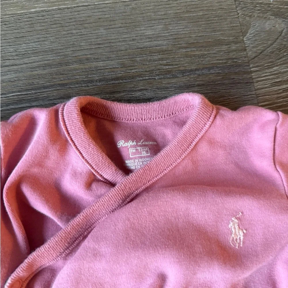 2 pink ralph lauren baby bodysuit onesies